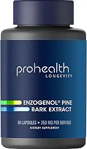 ProHealth Enzogenol Pine Bark Extract 250 mg pro 2 Kapsel Servieren, 60 Kapseln aus Neuseeland für diejenigen über 40 zu fördern Gehirn und Herz Gesundheit, Übung Erholung, Schützen Gelenke vor Beschädigung