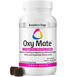 Breeder's Edge Oxy Mate Hund und Katze Prenatal Vitamine, umfassendes Vitamin für schwangere Hunde und Katzen angereichert mit essentiellen Nährstoffen für gesunde Mütter und Litter, 60ct Small Dog & Cat