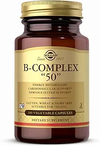 Solgar B-Complex “50” - 100 Gemüsekapseln - Energie-Mebolismus & Nervous System-Unterstützung - Non-GMO, Vegan, Glutenfrei - 100 Portionen