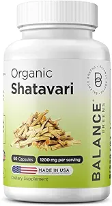 Bio Shatavari 1200mg, 60 Kapseln - Lactation Unterstützung Vitamine, Hormonal Balance für Frauen, Spargel Racemosus Root