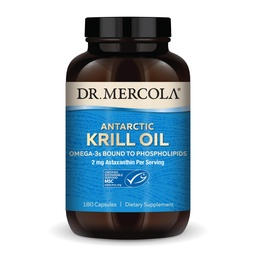 Dr. Mercola Antarctic Krill Oil, 1.000 mg pro Portion, Omega-3-Ergänzung mit EPA, DHA, Phospholipide & Astaxanthin, unterstützt Herz, Gehirn & Immungesundheit, Nicht-GVO, Soja-frei, 180 Kapsel (90 Portionen)