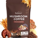 Pilz-Kaffee, 6 adaptogene Pilze (Lion's Mane, Cordyceps, Türkei Tail & Other) gemischt mit Premium Instant Coffee für Fokus, Energie, Immun- und Gutgesundheitsunterstützung, 30 Portionen