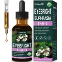 Natural Eyebright Drops, Organic Eyebright Herb Extract, 5-in-1 Herbal Eye Support Formula for Eye Health & Dry Eye Support with Euphrasia, Bilberry & Blueberry, 2oz