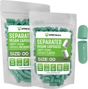 XPRS Nutra Vegan Größe 00 Getrennte Kapseln - 100 Count Premium Leer Kapseln Getrennt in Taschen - 00 Pillen Leer für DIY Ergänzung Füllung (Sage Green)