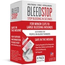 BleedStop™ First Aid Powder for Blood Clotting, Trauma Kit, Blood Thinner Patients, Camping Safety, and Survival Equipment for Moderate to Severe Bleeding Wounds or Nosebleeds - 4 (15g) Pouches