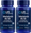 Lebensverlängerung Melatonin IR/XR, 120 Kapseln (Pack von 2) - Sofort und verlängert-Release für 7 Stunden Unterstützung - Nachtzeit-Ergänzung - Bleiben Sie schlafen alle Nacht lang - Non-GMO, Gluten-Free
