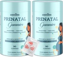 Pränatale Gummis Zucker Free 180 Count - Bios Pränatale Vitamine für Frauen mit Folat, DHA & Probiotics - Eisenfreie pränatale Vitamin-Gummien für Immun & Verdauungs- 2 Flaschen