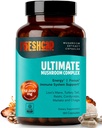 FreshCap Mushrooms Premium Organic Ultimate Mushroom Supplement - 12:1 Fruiting Body Extract with 29% Beta-Glucans - 3rd-Party Tested Nootropic for Energy, Focus & Immune Support (180 Capsules)