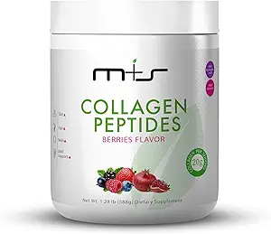 M+S Collagen Peptides Pulver mit Vitamin C und Hyaluronsäure, verbessert Elastizität, Haar, Haut, Nägel und Gelenkzucker - frei, 1.29 Lb (Berries Flavor)