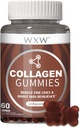 WXW Hydrolysierte Collagen Peptide Gummie für Frauen, Non-GMO Anti-Aging Formel mit Biotin, Zink, Vitamine C & E für Haar, Haut und Nägel | 60ct,Vanilla Unflavored