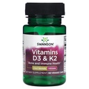 Swanson Vitamins D3 & K2 2,000 IU & 75 mcg, 60 Veg Capsules | Combination Formula for Proper Calcium Utilization with Synergistic Support for Cardiovascular and Skeletal Health