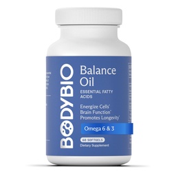 BodyBio Balance Oil - Vegan Omega 3 6 Supplement – Kaltgepresstes Blattblumenöl – unterstützt Gehirnfunktion, Gesunde Haut und Stimmung