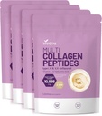VivoNu Multi Collagen Peptide Powder, 16 Oz Hydrolysed Protein Peptide | Typ I,II,III,V,X mit Hyaluronsäure, Biotin & Vitamin C Unflavored Keto Paleo Friendly, Ez Mix in Getränken (4LB/4Pack)