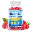 Omega 3 Gummies 1280mg, Omega 3 Supplements for Women, Raspberry, 60 Count | Vegan Omega 3 Fatty Acid Supplements, w/EPA 600mg & DHA 400mg &Vitamins - for Brain, Eye, Immune Health, Sugar Free