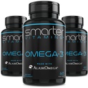 (3 Pack) Smarter Omega 3 Fischöl, Beerengeschmack, stoßfrei, geschmacklos, 2000 mg, DHA EPA Triple Strength Brain, hergestellt mit AlaskOmega®