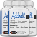 Addrell Energy Stimulant Pillen- Study Supplement Alternative Pill, Natürliche Nootropic Ergänzungen & Kognitive Enhancer Ersatz für Mental Clarity für Frauen und Männer- 180 Kapseln
