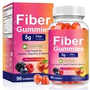 Fiber Gummies for Adults -No Sugar Added Berry & Peach Flavor | Natural Chicory Root Prebiotic Fiber Gummy, Digestive Health & Regularity for Women & Men, 90 count