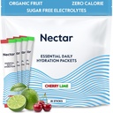 Nectar Hydration Packets - Electrolytes Powder Packets - Sugar Free & 0 Calorie - Organic Fruit Liquid Daily IV for Dehydration Relief & Rapid Rehydration (Cherry Lime 18 Pack)