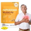 Nattokinase 10,000 FU Per Serving – with CoQ10, Serrapeptase, Bromelain | Turmeric, Ginger, White Willow & Olive Leaf – Enteric Coated Softgels for Circulatory & Cardiovascular Health – 240 Softgels