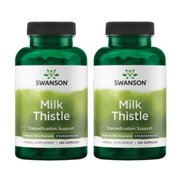 Swanson Milk Thistle (Standardisiert) - Herbal Liver Support Supplement w/ 80% Silymarin - Natürliche Formel zur Erhaltung der Gesamtgesundheit & Wohlbefinden - (120 Kapseln) (2 Packung)