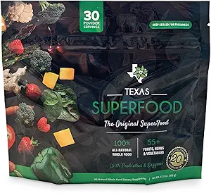 Texas SuperFood - Original Superfood Pulver, Superfood Reds and Greens, All-Natural Ganzes Nahrungsergänzungsmittel, Non-GMO, Glutenfrei, Vegan, No Soy, 30 Portionen, 180 Gramm