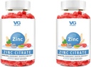 VITA GLOBE Zink Zitrusgummis – 50mg Tägliche Zinkergänzung | Immunsystem & Haut Gesundheit Unterstützung | Vegan, Non-GMO Kaubare Gummy Vitamine für Erwachsene & Kinder – 96 Count (Pack von 2)