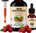 Maxi Health Iron Supplement 15mg pro ML – Erhöhung der Energie- und Blutwerte ohne Übelkeit oder Verstopfung – Flüssige Eisentropfen für Männer, Frauen und Kinder – 2 Unzen (2 Unzen, 2 Packung)