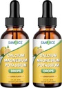 Calcium Kalium Magnesium Flüssigkeitstropfen-High Absorption Magnesium Glycinate Complex Liquid-Mineral Supplement mit 600mg Calcium 1000mg Kalium für Energie Schlaf Erholung-2 Pack