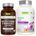 Multivitamin & Minerals für Herren + Advanced Kids Multivitamin Gummy Vegan Bundle, mit methylierten B-Vitamins, Vitamin A, C, D3 & E, Clean Label, 60 Tabletten + 90 Berry Flavor Gummis, von Igennus