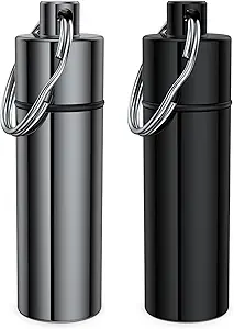 Small Pill Box,(2 Pack) Schlüsselanhänger Säulenhalter Portable Mini Travel Pill Container Metall Fallflasche mit Schlüsselanhänger
