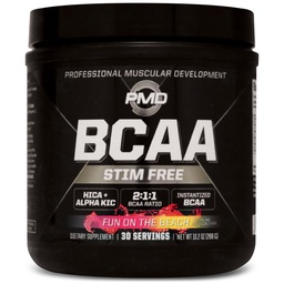 PMD Sports BCAA Stim-Free Amino Acids - Bessere Workout-Leistung, verbesserte Erholung, Tägliche Energie, Muskelaufbau und Muskelersparnis - BCAA Powder Drink Mix - Spaß am Strand (30 Portionen)