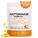 Nattokinase 10,000 FU Softgels with MCT Oil, Bromelain, CoQ10, Turmeric, Ginger, Olive Leaf, Black Pepper – Supports Healthy Circulation & Cardiovascular Wellness, 120 Capsules