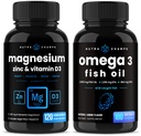 NutraChamps Magnesium Zink & Vitamin D3 Kapseln und Omega 3 Fischöl Kapseln 2 Packung Bundle