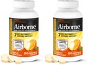 Airborne Citrus Chewable Tablets, 200ct | Immune Support Supplement with 1000mg Vitamin C + Vitamins A, D, E, Zinc, Selenium, & Manganese | Herbal Blend | Gluten Free (Pack of 2)