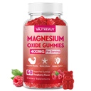 Magnesium Oxide Gummies 400mg for Adults & Kids – High Absorption Stress Relief, Muscle Relaxation – Vegan, Non-GMO, Raspberry Flavor – 50 Count