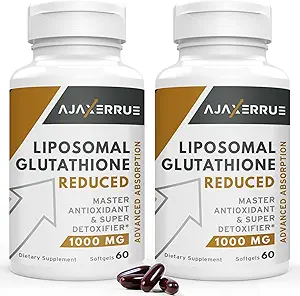 1400 mg Liposomal Glutathion, Überlegener Absorptionskomplex reduzierte Glutathion-Ergänzung mit Vitamin C, Hyaluronsäure, Master Antioxidans für Leber-Detox, Gehirn, Haut