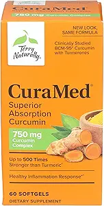 Terry Natürlich CuraMed 750 mg - 60 Softgels - Überlegene Absorption BCM-95 Curcumin Supplement, fördert gesunde Entzündungsreaktion - Nicht-GVO, Glutenfrei, Halal - 60 Portionen