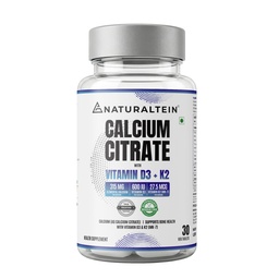 NATURALTEIN Calcium Citrate with Vitamin D3 & K2 MK-7 | High Absorption Bone & Joint Support | Helps Calcium Utilization, Muscle Strength & Immunity | Vegan, Non-GMO | 30 Tablets
