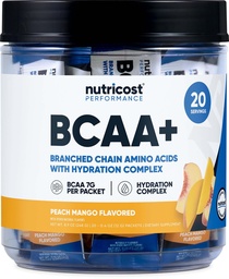 Nutricost BCAA+ Hydration Peach Mango Flavor (20 Stickpacks) - Verzweigte Kette Aminosäuren mit Hydration Complex - Glutenfrei, Non-GMO