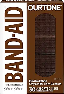 Band-Aid Marke Ourtone Adhesive Bandages, Flexibler Schutz & Pflege von Minor Cuts & Scrapes, Quilt-Aid Pad für schmerzhafte Wunden, BR65, sortierte Größen, 30 ct