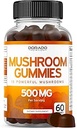 Mushroom Gummies 10 in 1 Blend (60 Gummis mit Lions Mane, Cordyceps, Reishi & More Functional Mushrooms) Focus & Brain Gummy Mushroom Supplement - Vegan Safe & Third Party Tested - USA Made