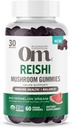 Om Mushroom Superfood Reishi Gummies, USA Grown Bio Pilze, unterstützt Immungesundheit, Balance, & Stress, 60 Count, 30 Servierungen Gummy Supplements