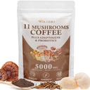 Pilz Kaffee, 11 Bio Pilze Plus Adaptogene & Probiotics, mit Lion's Mane, Chaga, Reishi, Cordyceps Complex, Instant Kaffee für Fokus, Energie, Gut, Verdauung, Immunität - 5.3oz