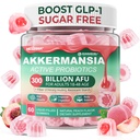 Akkermansia Probiotics Gummi mit Prebiotics Fiber, 300 Billion AFU Akkermansia Muciniphila, mit Polyphenol Früchten, Resistant Starch, Vitamin A D3 B2 für Stoffwechsel, Verdauungs- und Gutgesundheit, 1Pack