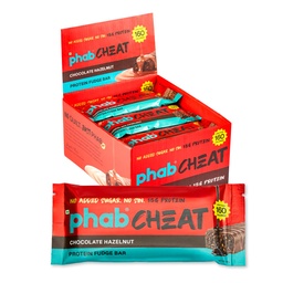 Phab Cheat Protein Bar – Chocolate Hazelnut | High Protein Snack (15g) | No Added Sugar | Low Calorie Fudge Bar | Healthy Guilt-Free Snack