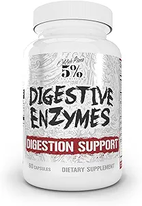 5% Ernährung Rich Piana Verdauungsenzyme w/Vitamin B Complex | Enzyme für Protein, Carb, Fett, Fiber & Lactose Breakdown | Betaine, Bromelain, Papain (Papaya), Lipase, Lactase, 60 Veg Caps (30 Svgs)