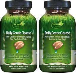 Irwin Naturals Daily Gentle Cleanse - 60 Liquid Soft-Gels, Paket von 2 - Non-Laxative Formel mit Triphala