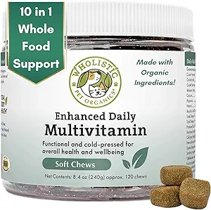 Wholistic Pet Organics: Multivitamin Chews für Hunde Organic Hausgemachter Hundebaum für mittlere und kleine Hunde Beruhigende Chews für Hunde Lebensmittel Welpen Multivitamin Probiotics Immun Support Supplement