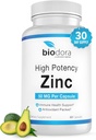 Zink hohe Potenz, keine GVO, Vitamine für gute Haut, Immununterstützungsergänzung & Antioxidans, Vegan, 50mg pro Servierung, 60 Kapseln, Ungefeinert