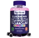 Feel Great Sambucus Elderberry Gummies mit Zink und Vitamin C für Erwachsene | Immununterstützung Booster | Berry Flavored Vegan Ergänzung | 90 Tage Versorgung